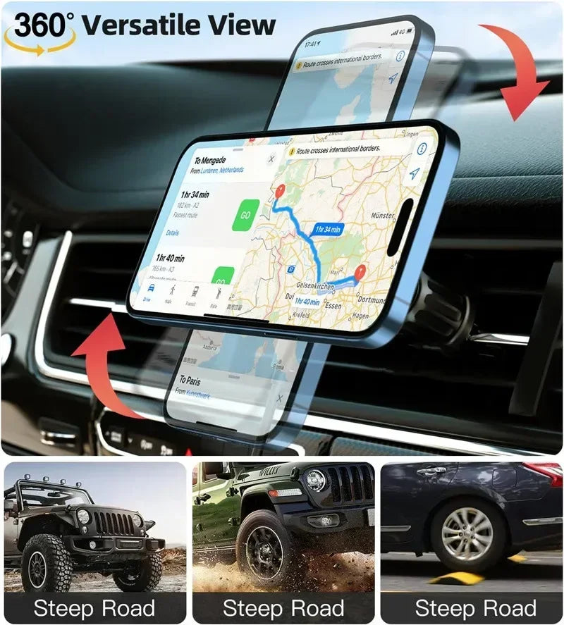 Magnetic Car Wireless Charger Stand Phone Holder Air Vent Mount Clip Support In Car Fast Charging for iPhone 16-12 Pro Max Mini
