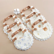 Newborn Muslin Lace Bow Bib for Baby Girls