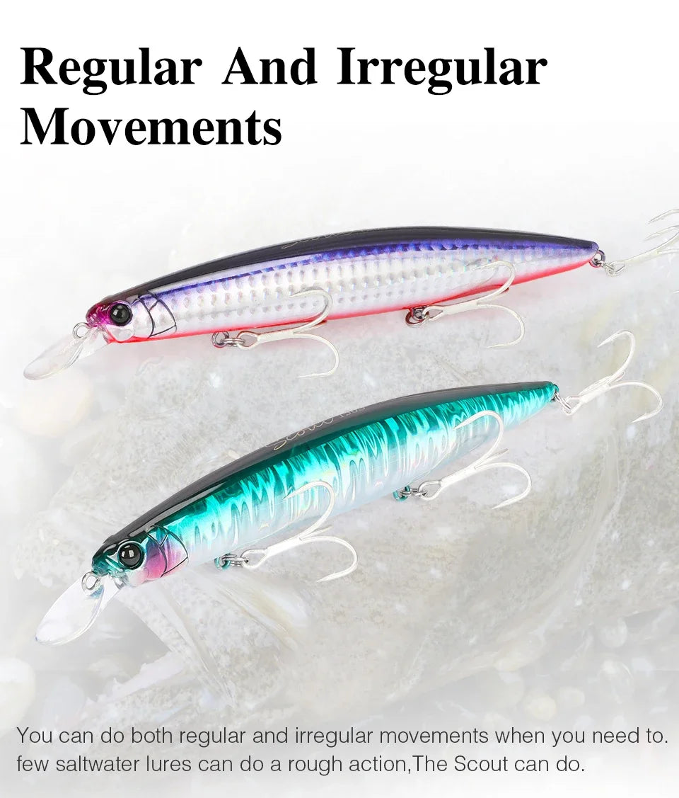 TSURINOYA 130S Sinking Minnow Fishing Lure SCOUT 130mm 24g Long Casting Seabass Flounder Artificial Large Sea Fishing Hard Baits
