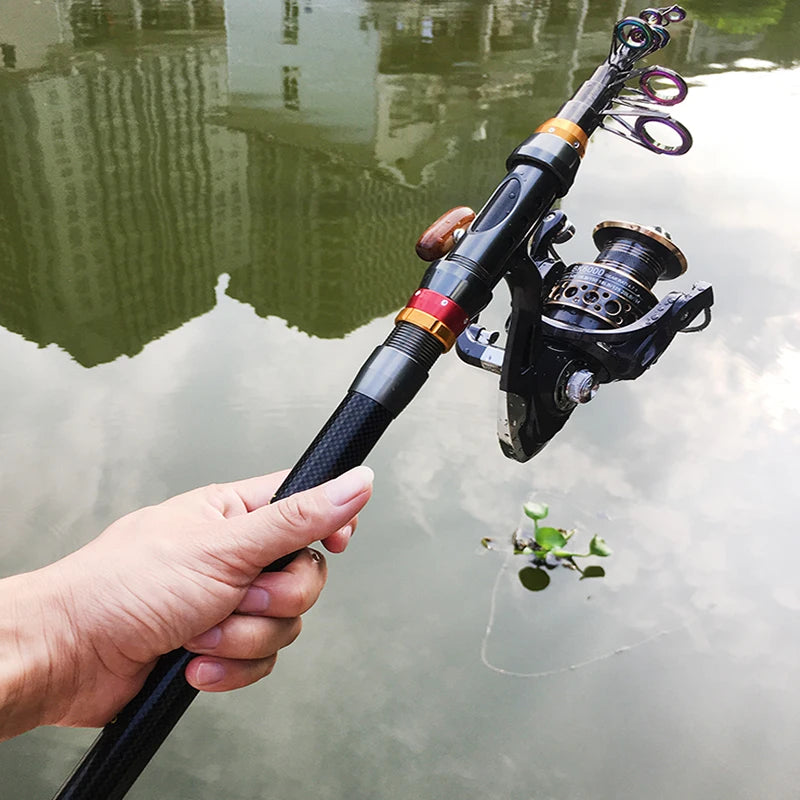 Bộ Cần Câu Rút Gọn Carbon 1.8-3.6M và Máy 13BB