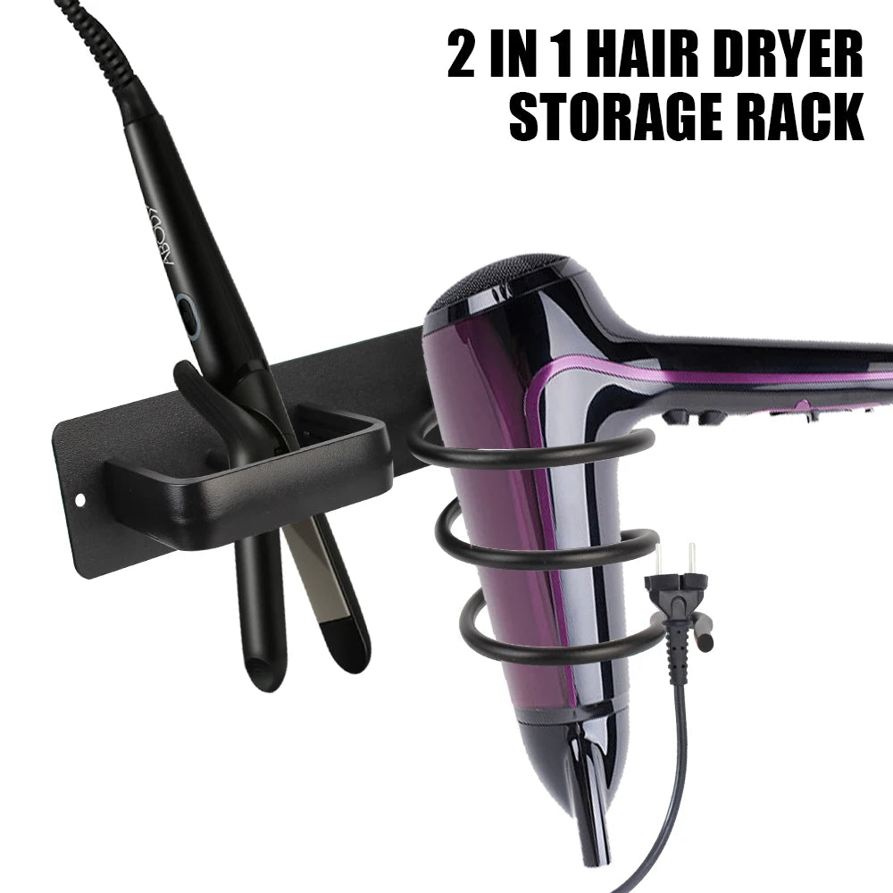 Wall Mounted Hair Dryer &amp; Hair Straightener Holder