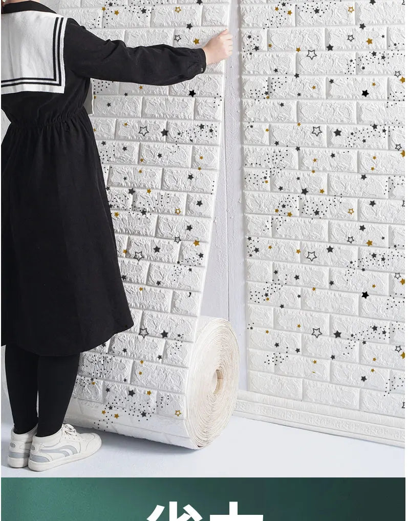 3D Foam Brick Wall Panels Stickers Self Adhesive Waterproof Living Room Wallpaper Wall Decal Home Decor Wallcovering TV Backdrop