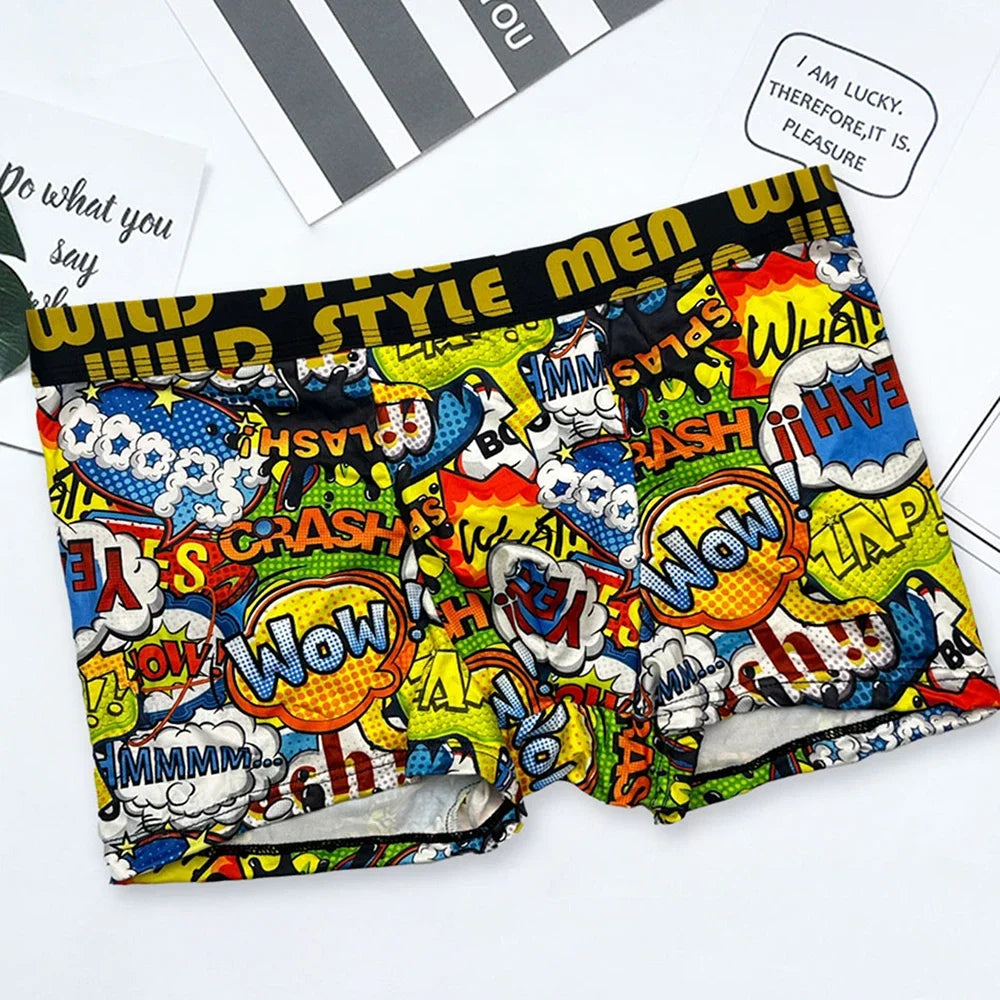Breathable graffiti men's underwear - Convenient 3-piece set