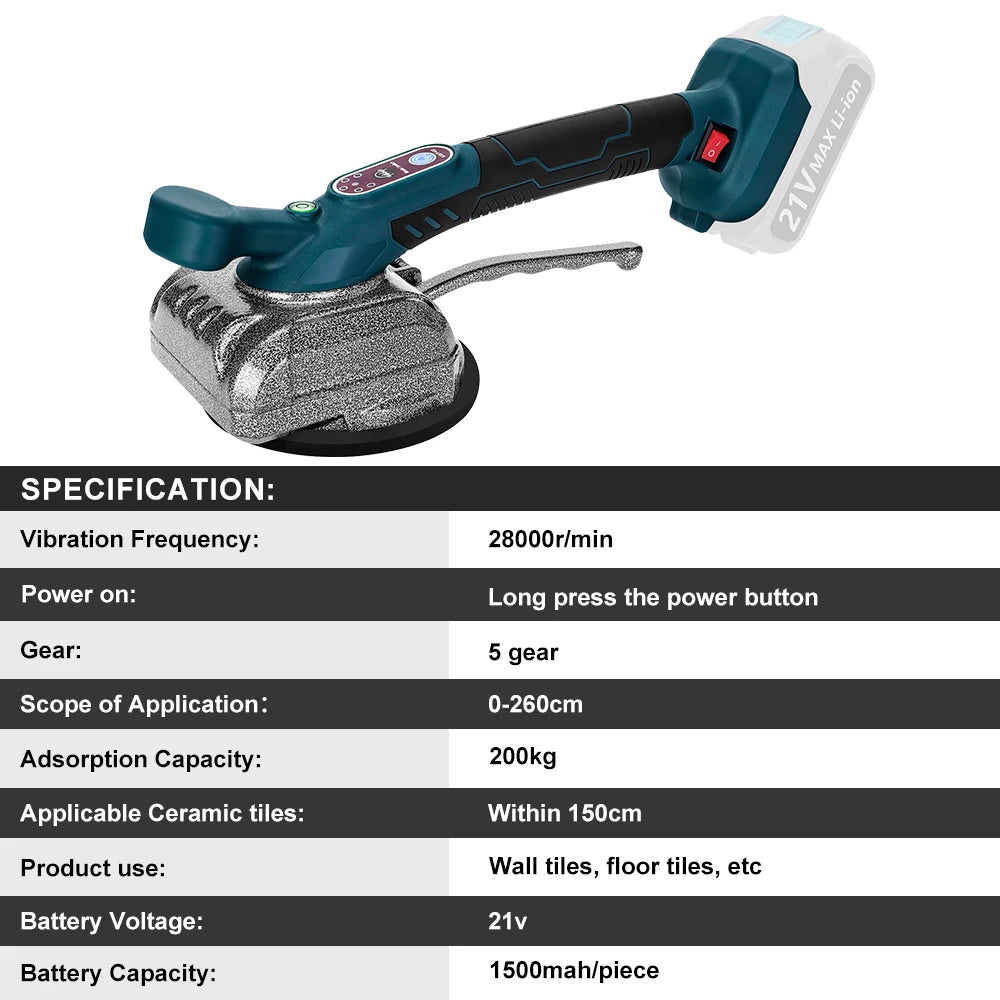 Tile Laying Machine for Makita 18V Battery 5 Speed ​​Tile Tiling Machine Vibration Leveling Electric Wall Floor Power Tool