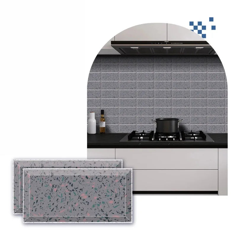 Miếng Dán Tường PVC Vân Đá Bóng 10x20cm Chống Nước