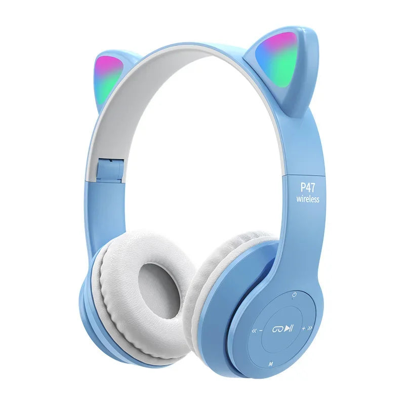 Wireless Bluetooth Cat Headphones Strong Bass For Kids &amp; Adults