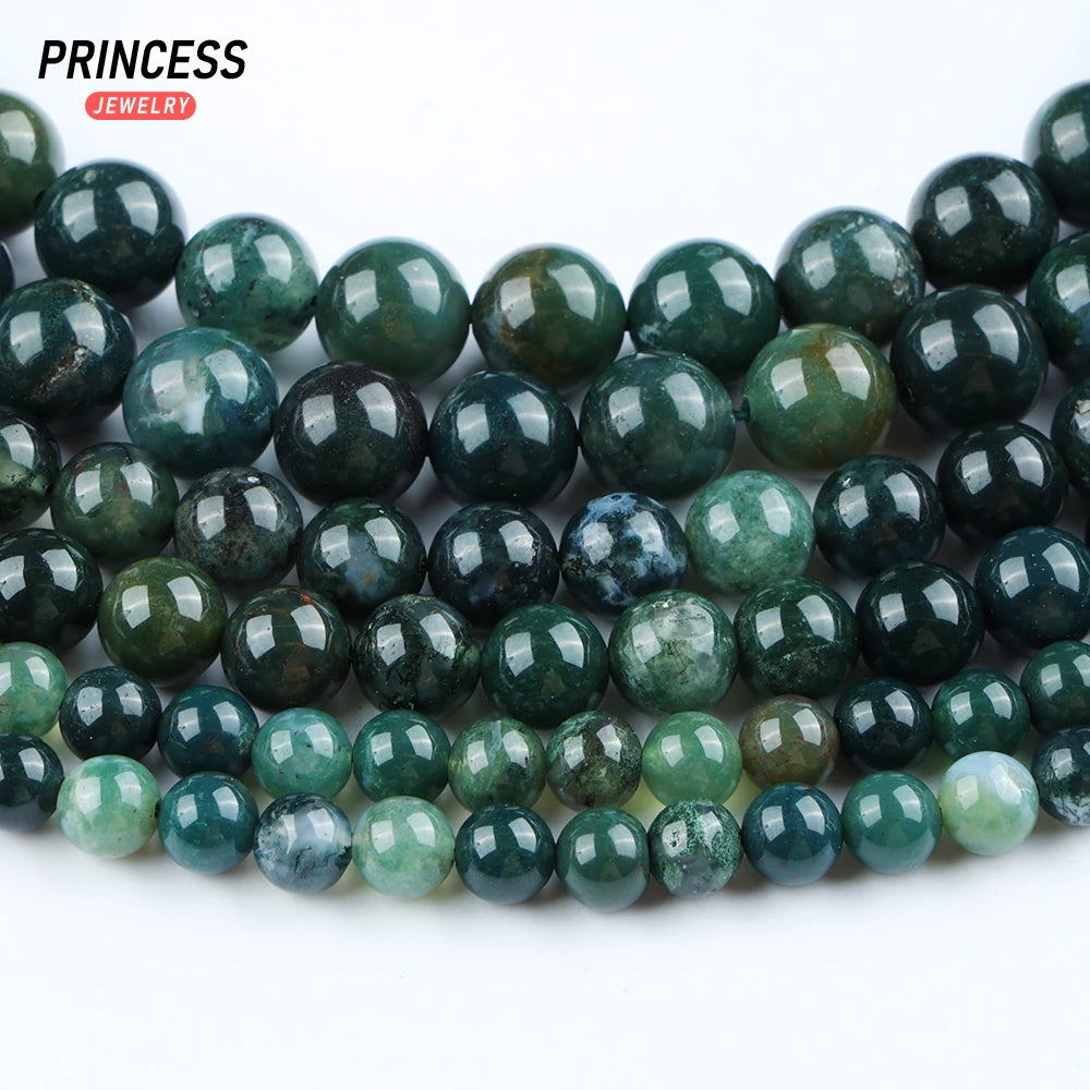Hạt Đá Mã Não Xanh Ấn Độ Tự Nhiên Làm Trang Sức