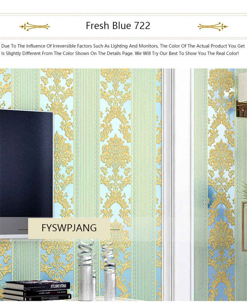 European 3D Wallpaper for Luxury Bedroom &amp; Living Room