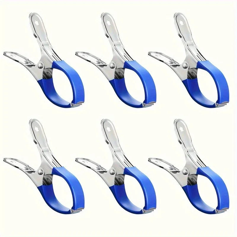 12pcs Durable Stainless Steel Pool Cover Clips with Blue Plastic Handle - Suitable for Ground Pool Covers and Photography