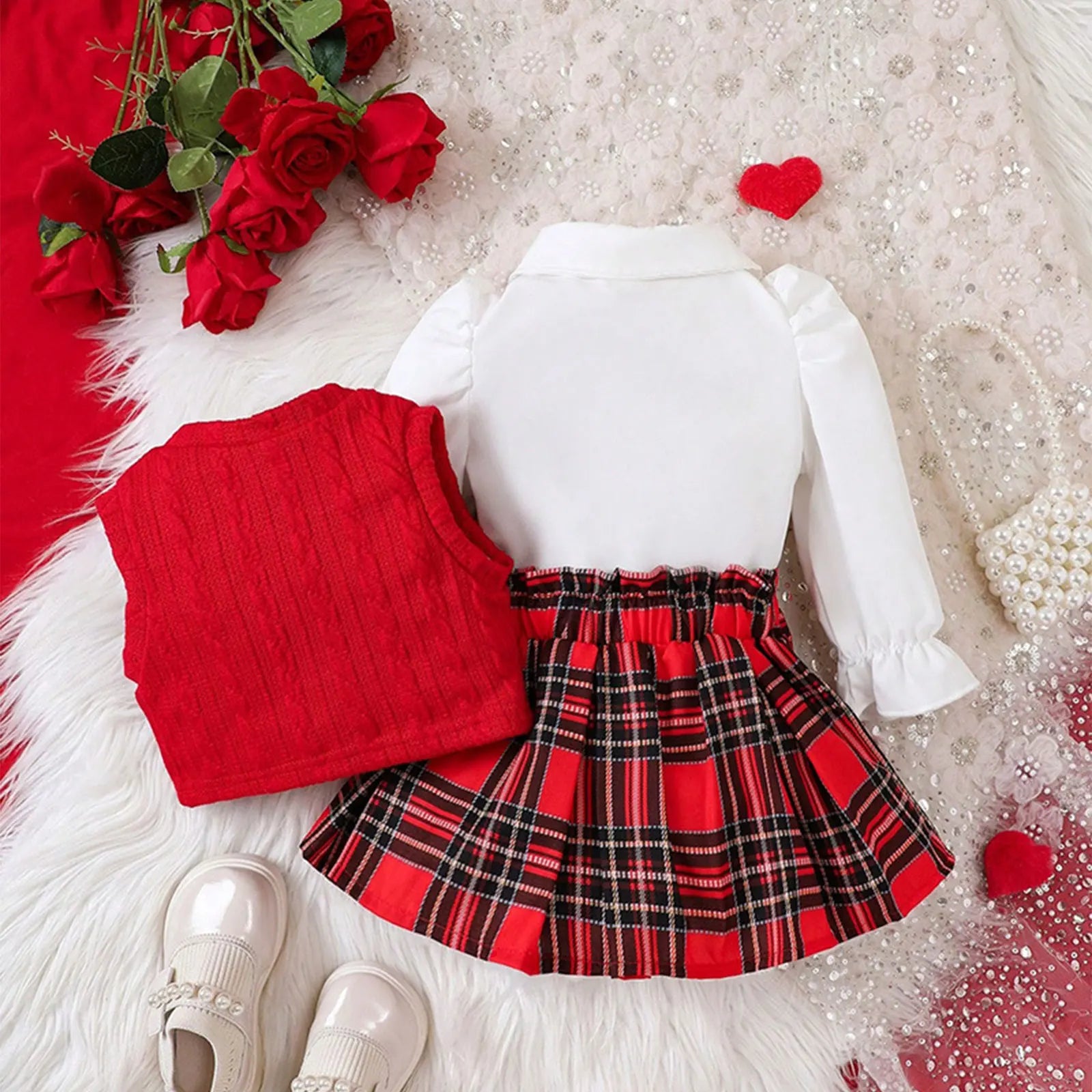 Cute Striped Puff Sleeve Baby Girl Dress Set