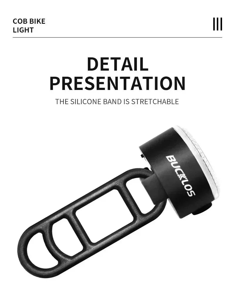 BUCKLOS COB LED Bicycle Light Waterproof USB Rechargeable 1100mAh