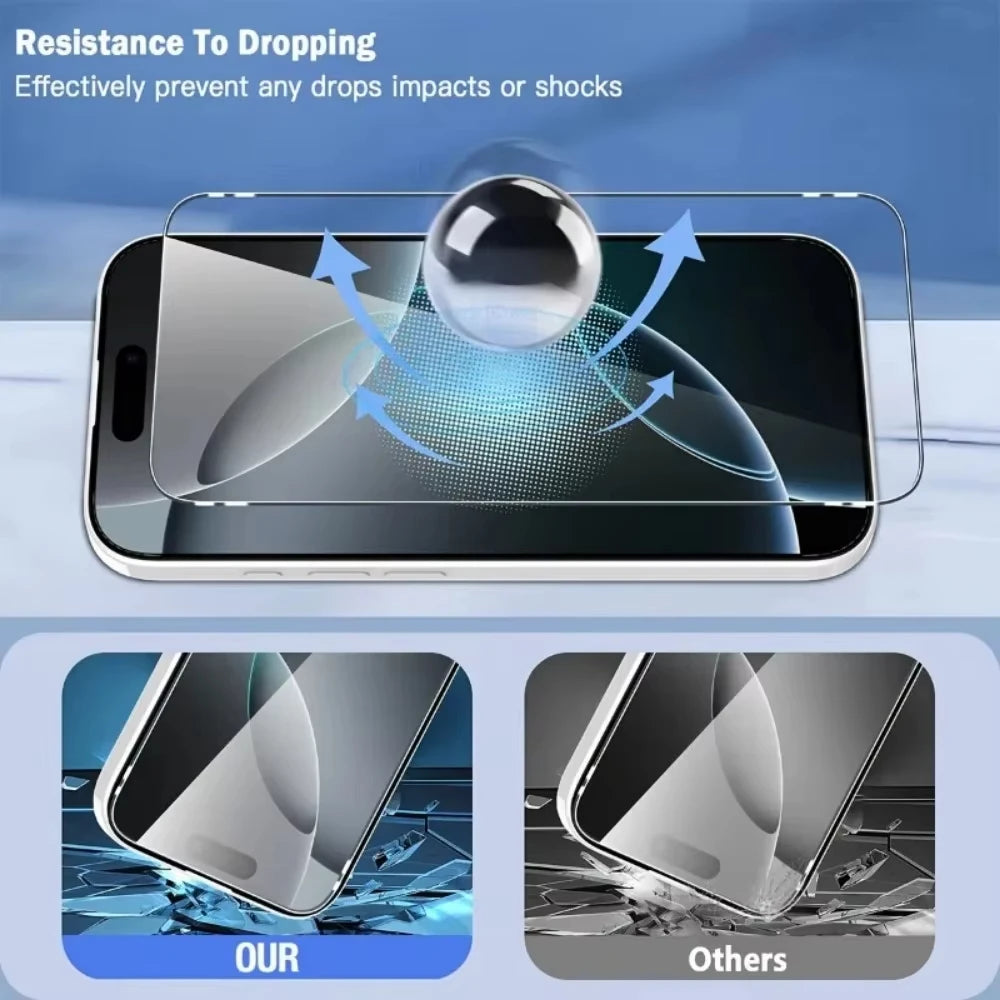 2Pcs HD Clear Tempered Glass For iPhone 17 16 15 14 Pro Max 6 7 8 Plus 12 13 11 Pro 16e XR XS Dust Free Install Screen Protector - Daisan Mart