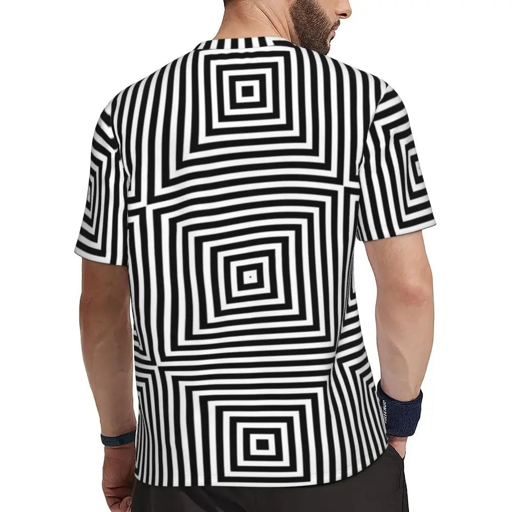 Stylish Mondrian Striped Men's Gym T-Shirt
