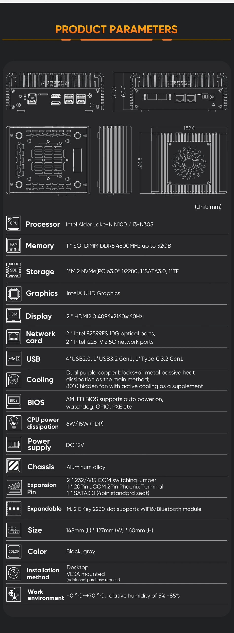 Mini PC Tường Lửa Intel i3 12th Gen - Router & NAS - Daisan Mart