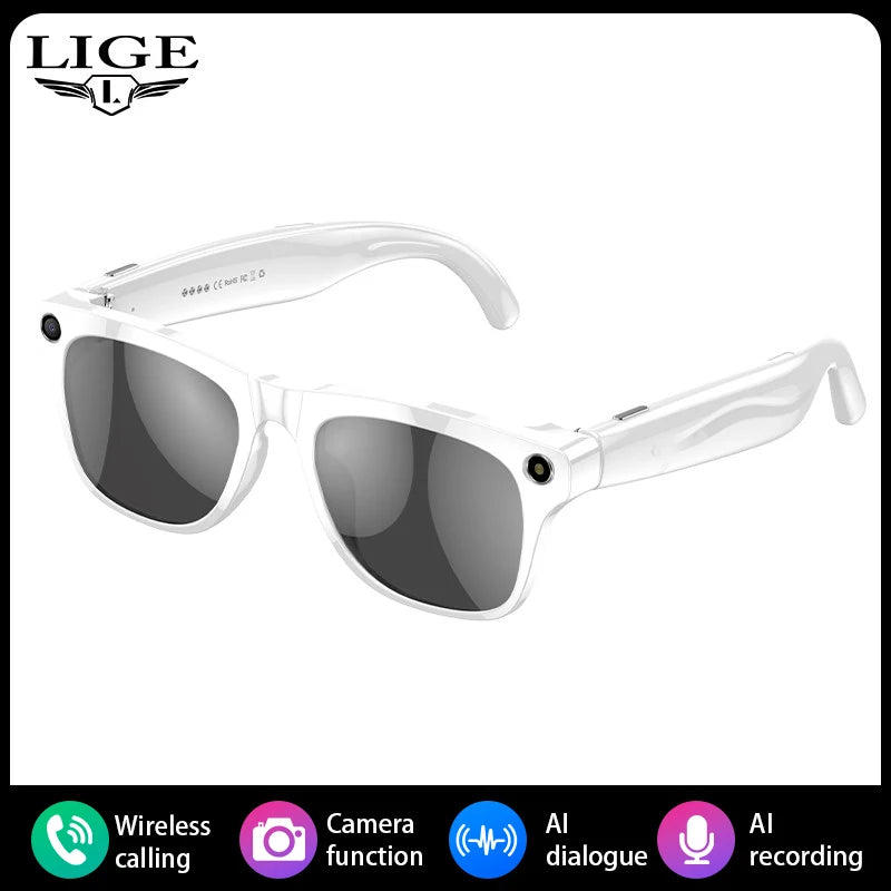 LIGE AI Smart Glasses: Bluetooth Calling, Camera, Music