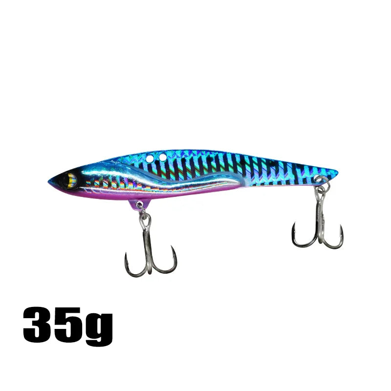 VIB Fishing Lures 35g 44g Sinking Vibration Blade Bait Spinner Spoon Jigging Lures Treble Hooks Bass Fishing Tackle