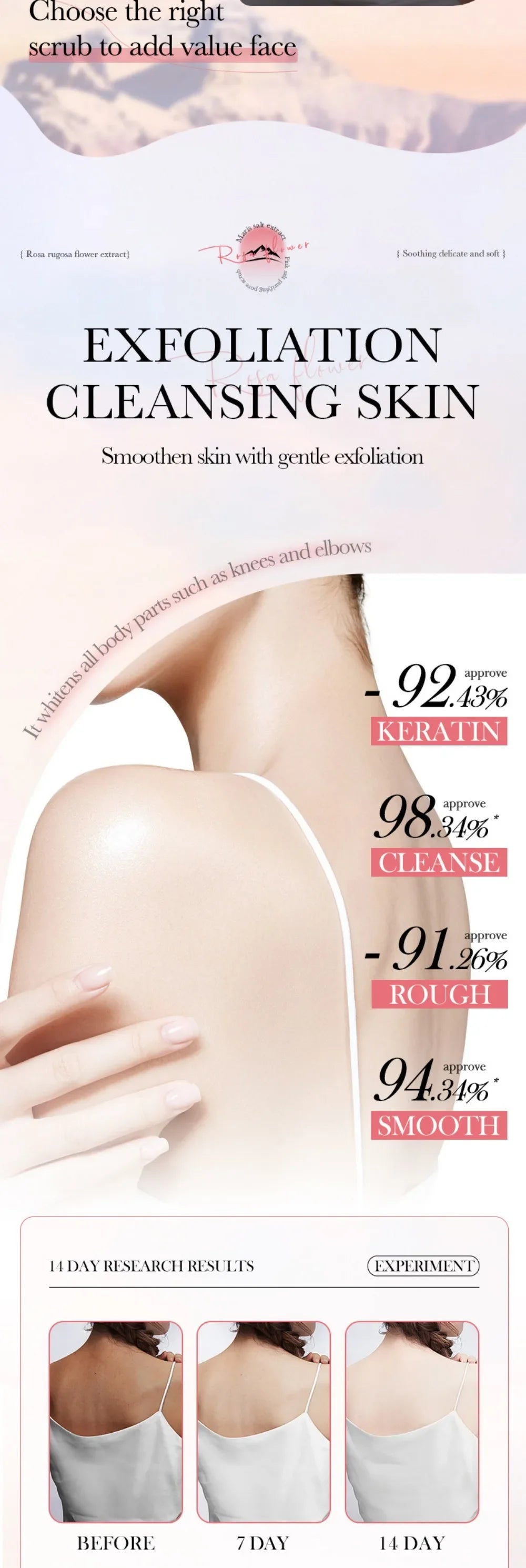 Petal Aromatherapy Sea Salt Body Scrub Bath Salt 350g Bath Exfoliation Cleansing Smooth Body Exfoliator