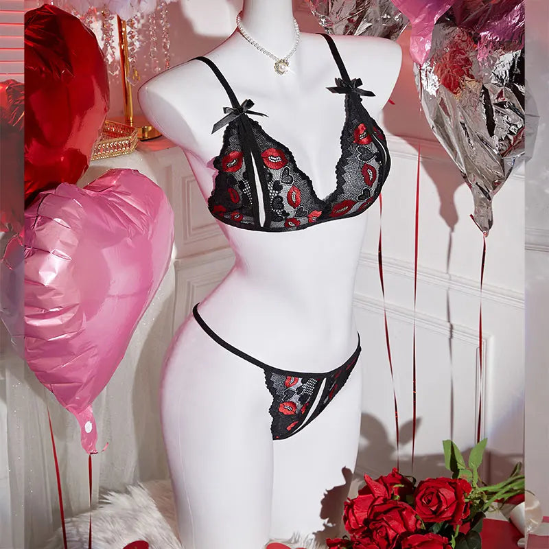 2 Piece Set Exotic Sexy Lingerie Set Transparent Lace Bra Women Sheer Ladies Embroidery Floral Bras Underwear Sets Push Up