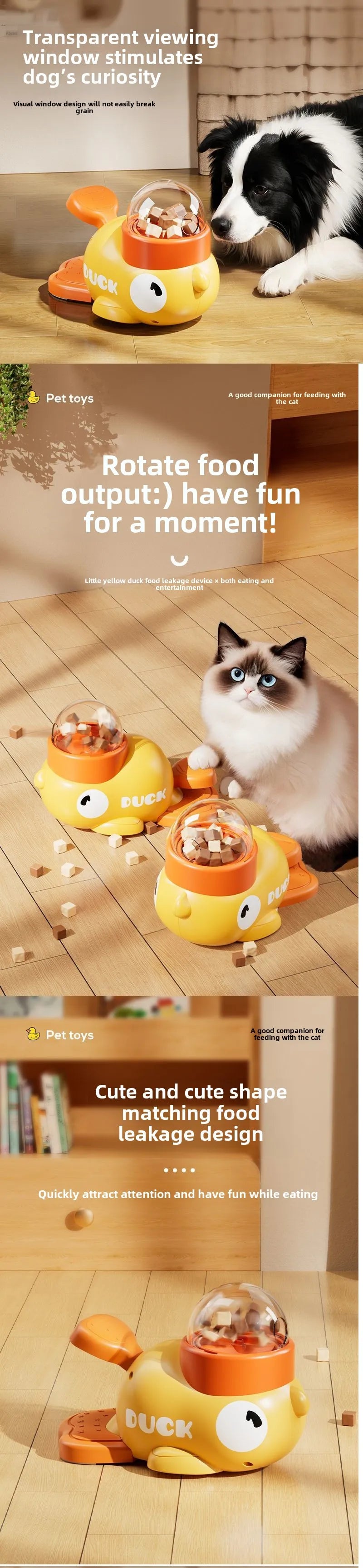 Pet Snack Feeder Dog Cat Food Dispenser Automatic Feeder Puppy Cartoon Duck Design Used to Train Dogs Accessories Cats Suppl - Daisan Mart