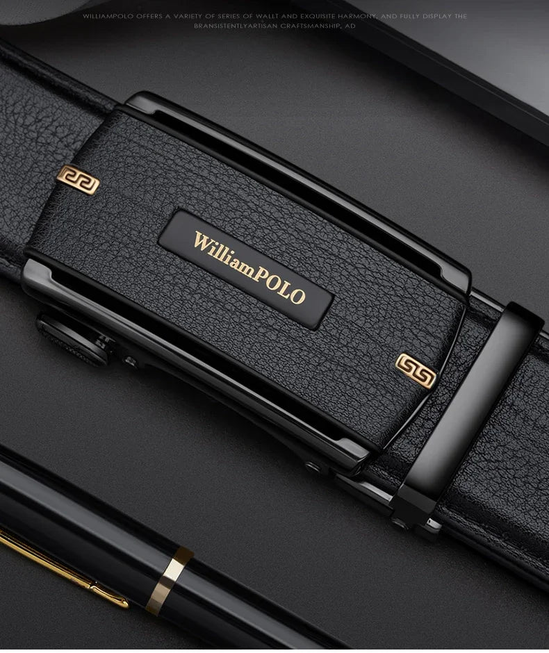 New 2024 high quality men's leather belt with automatic buckle