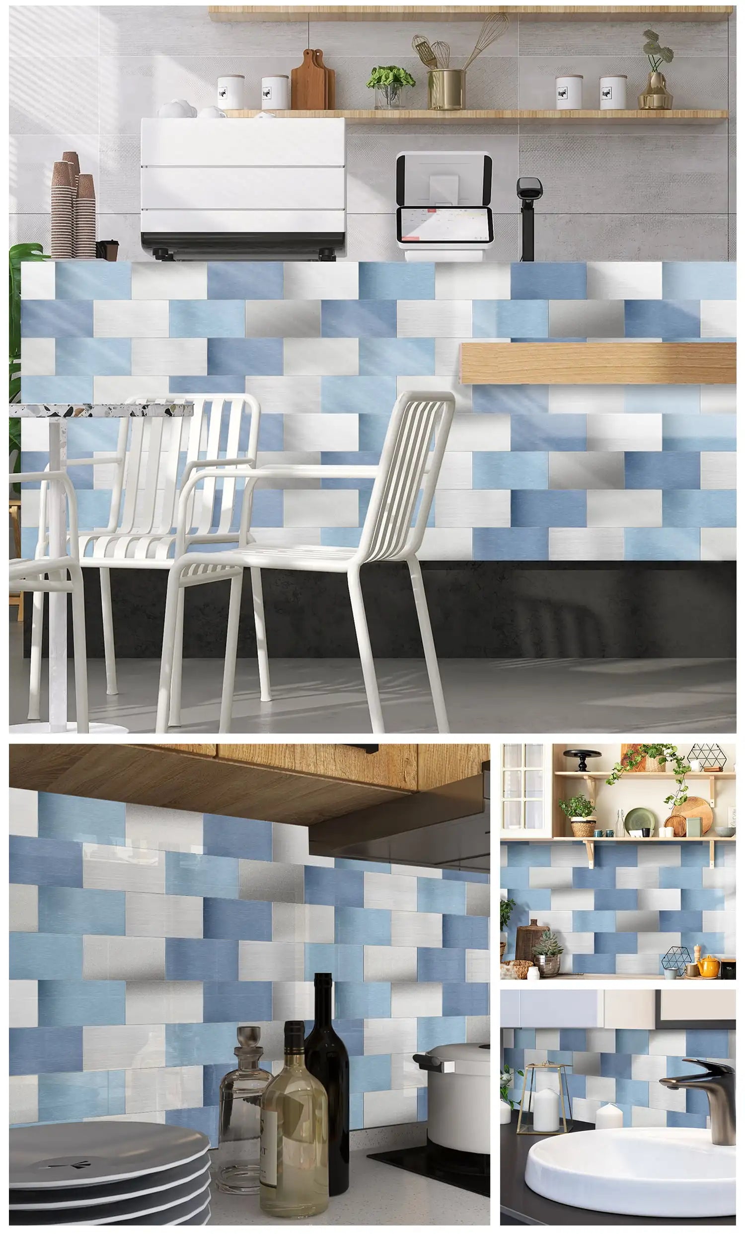 Self Adhesive Foam Ceramic Tile Stickers Bathroom Kitchen Waterproof Anti Fouling Thickened Wall Decoration Marble Decals