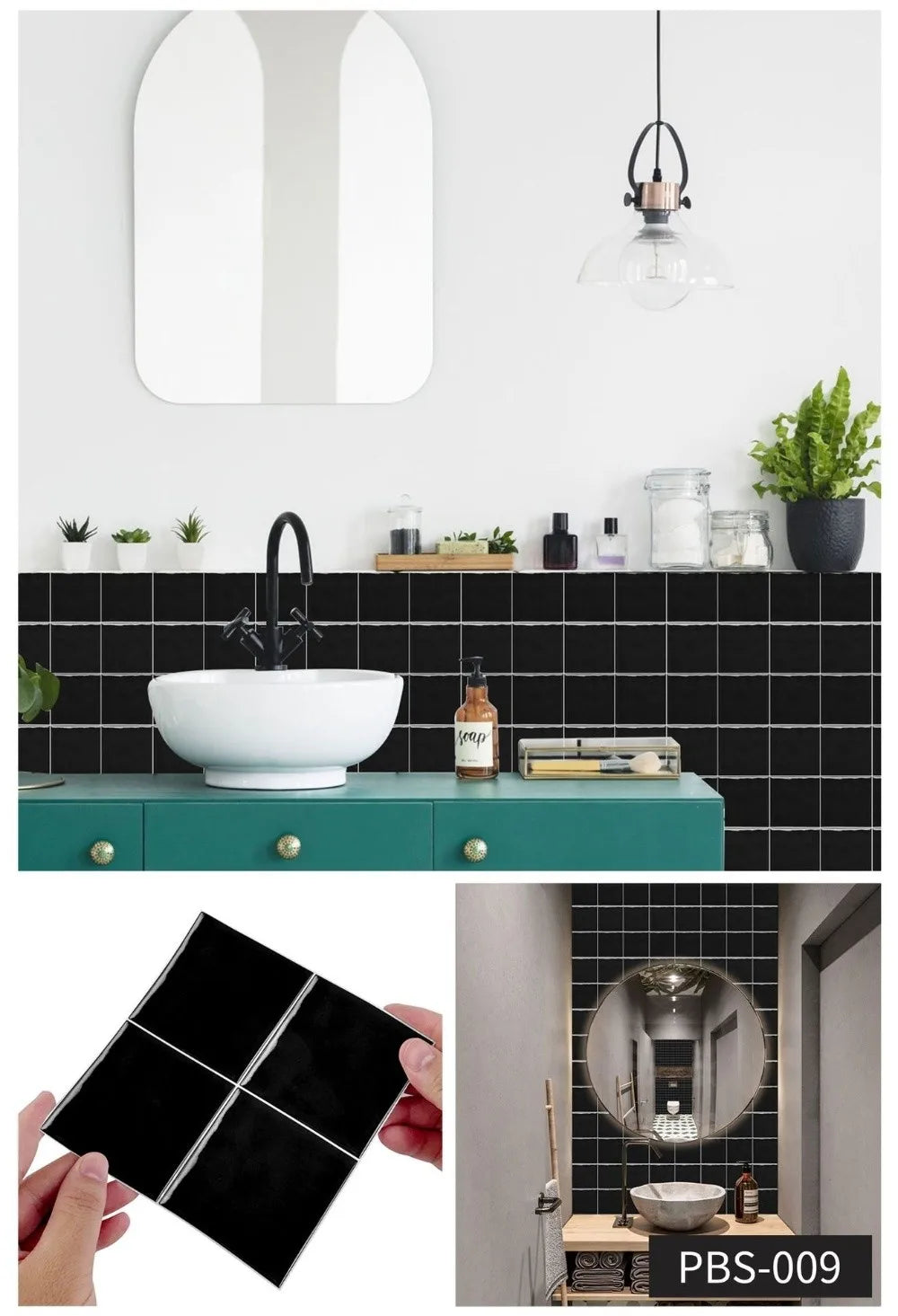 10Pcs European Square Kitchen Wallpaper Solid Color Self-adhesive Wall Stickers Oil-proof Waterproof Thickened Tile Stickers