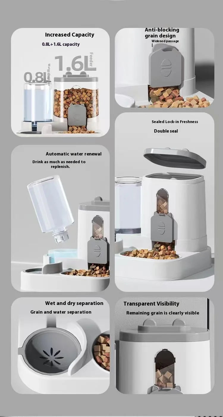 Automatic Dog Cat Feeder and Water Dispenser Gravity Food Feeder and Waterer Set with Pet Food Bowl Universal Pet Products - Daisan Mart