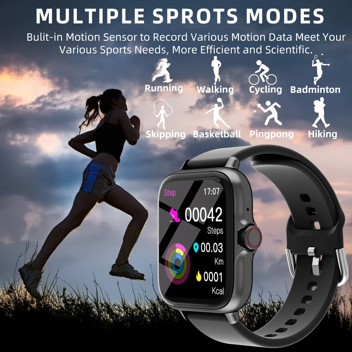 1.83'' smart watch waterproof, calling, sports