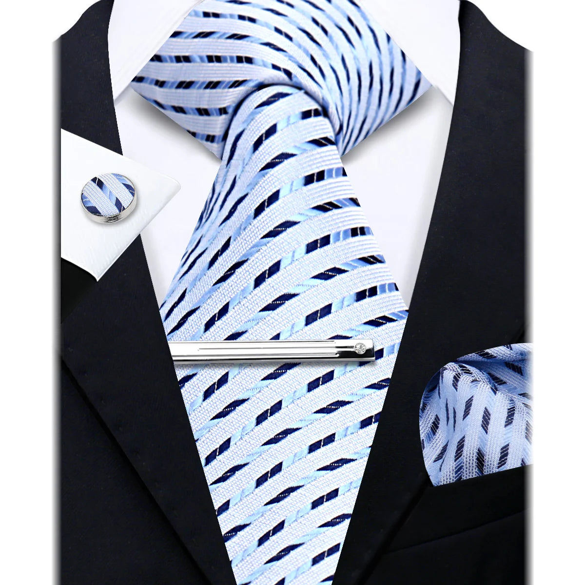 Bộ Cà Vạt Lụa Nam Cao Cấp Kèm Khăn & Măng Sét