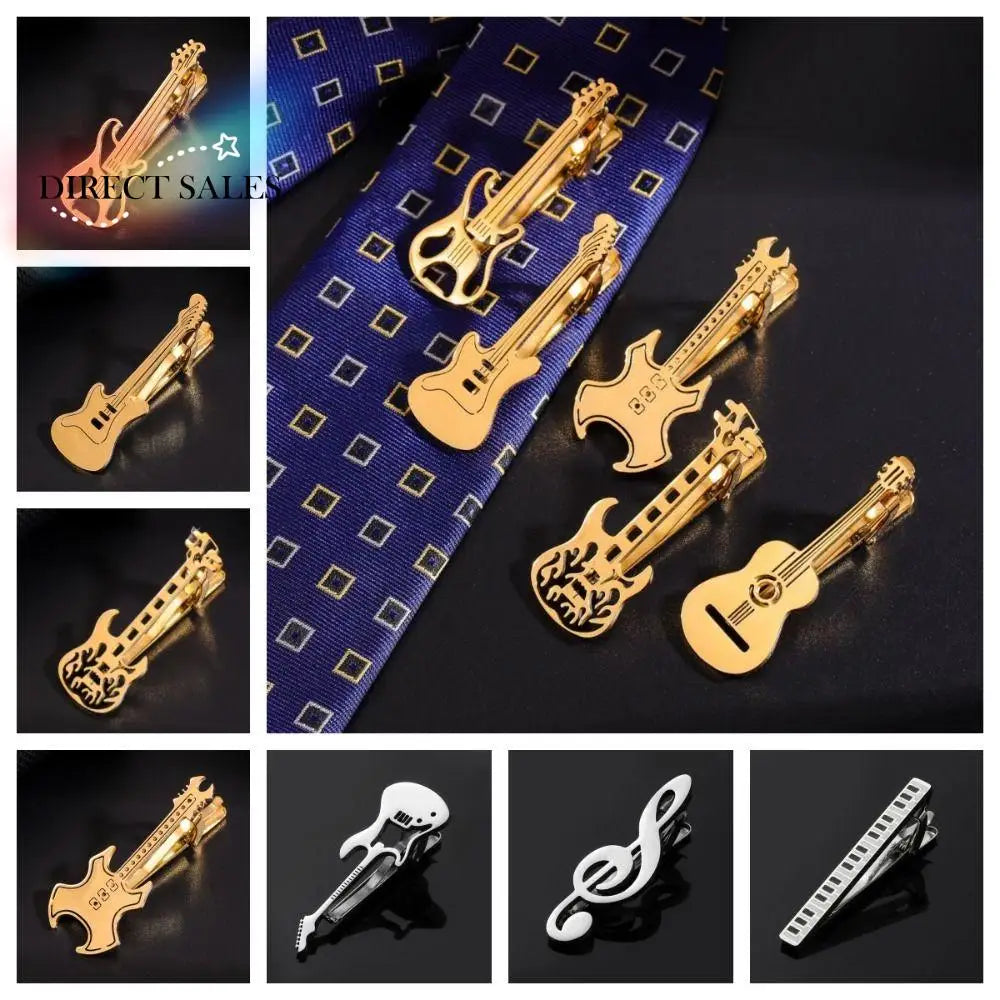 Kẹp Cà Vạt Guitar Clef Titanium Phong Cách Hip Hop