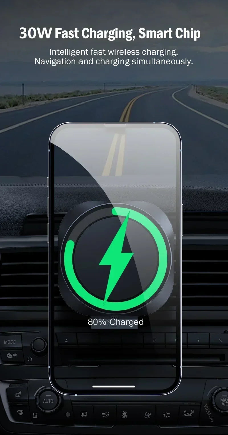 Magnetic Car Wireless Charger Stand Phone Holder Air Vent Mount Clip Support In Car Fast Charging for iPhone 16-12 Pro Max Mini