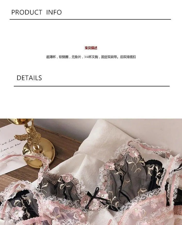 Women's Sexy White French Patterned Sheer Lace Bra