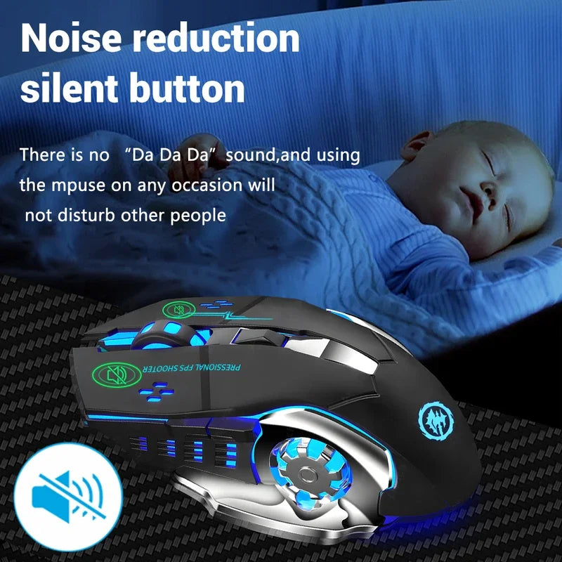 Chuột Gaming Không Dây RGB Bluetooth Sạc Lại Yên Tĩnh