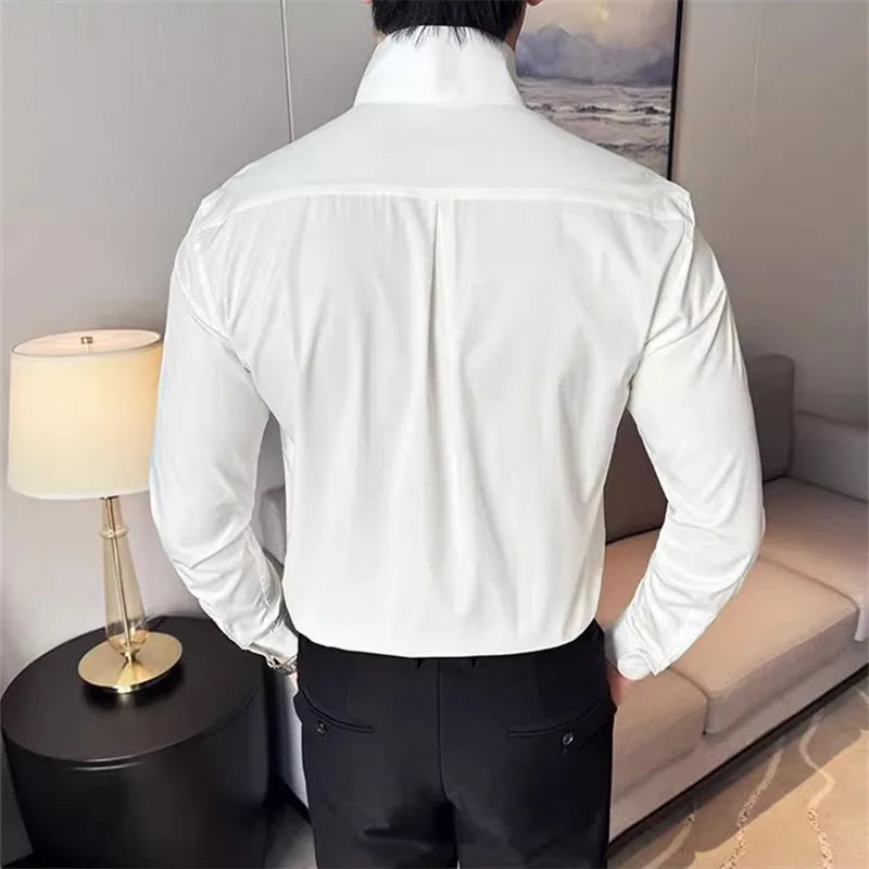 Áo Sơ Mi Nam Cổ Cao Hàn Xuân Thu Lịch Lãm