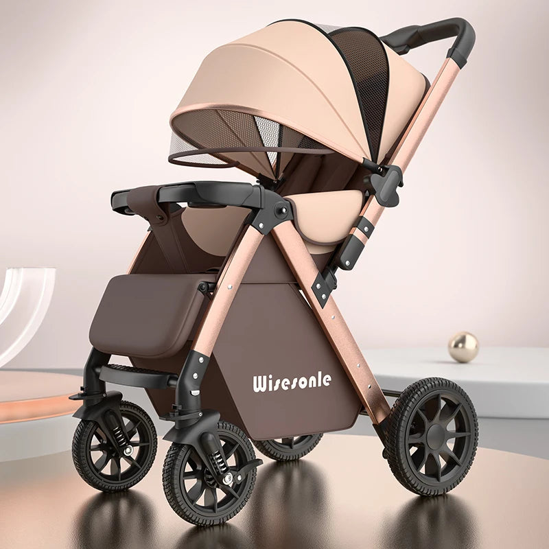 High-end folding 2-way baby stroller, sitting and lying