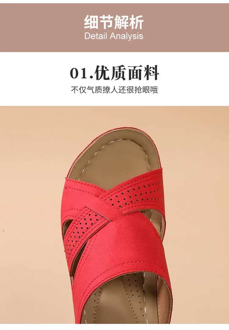 Dép Nữ Đế Xuồng Da Vintage Thoáng Khí 2024