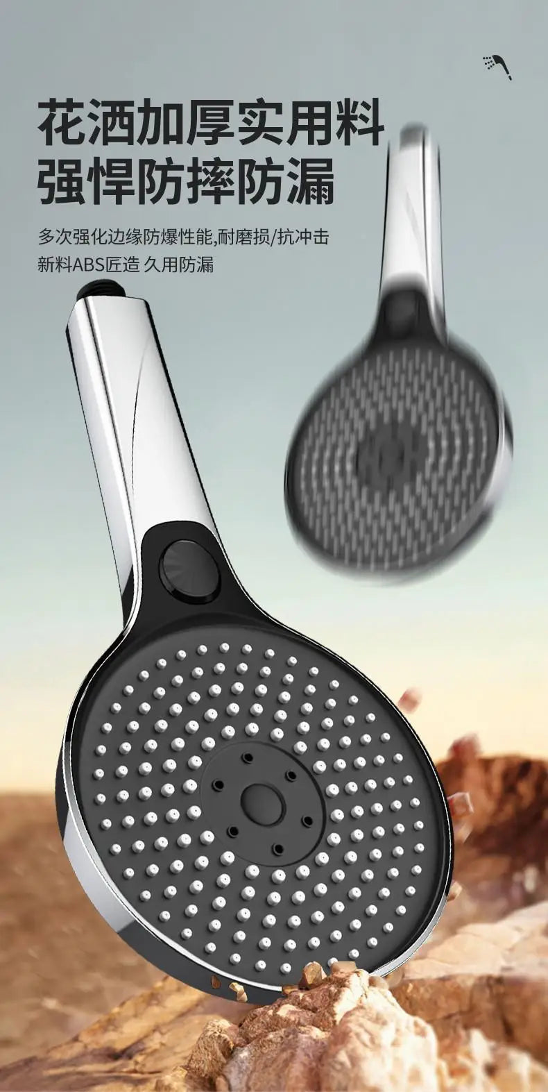 New Big 135mm High Pressure Shower Head Black 3 Modes Water Saving Spray Nozzle Massage Rainfall Shower Bathroom Accessories