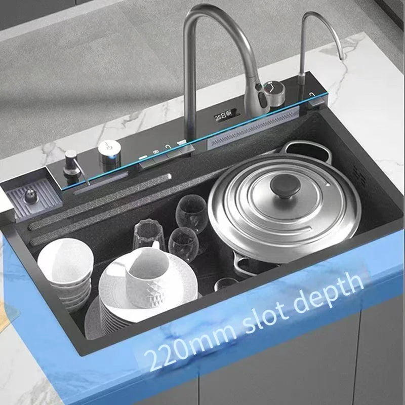 New Techology Modern Stainless Steel Waterfall Kitchen Sinks Smart 304 Stainless Steel Single Bowl Kitchen Sink - Daisan Mart