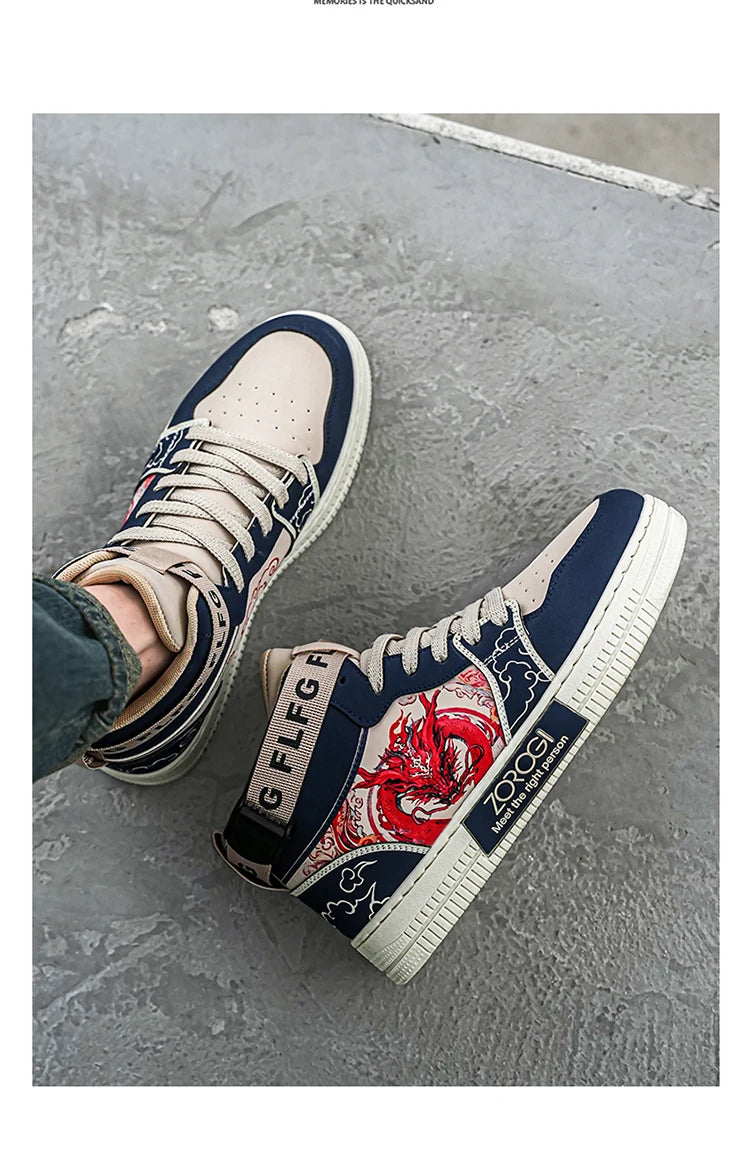 High-end Men's Sneakers with Fashionable Printed Patterns