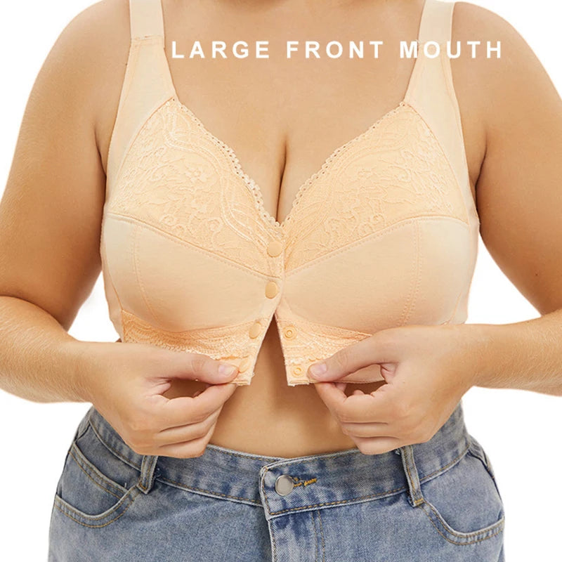 Large size AG lace bra, push-up bra, no underwire, front closure