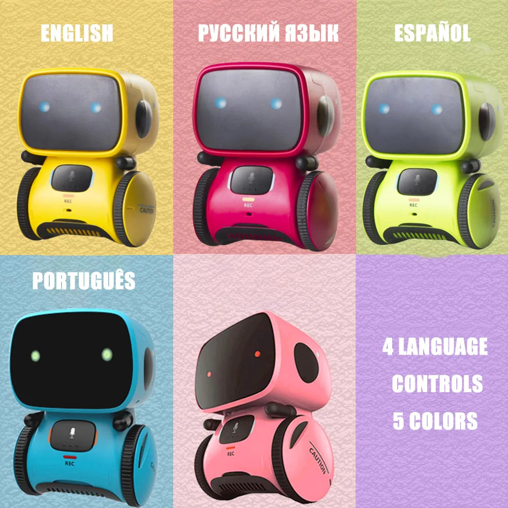 Emo Robot Intelligent Robots Russian & English & Spanish Version Voice & Touch control Toys Interactive Educational Children's G - Daisan Mart