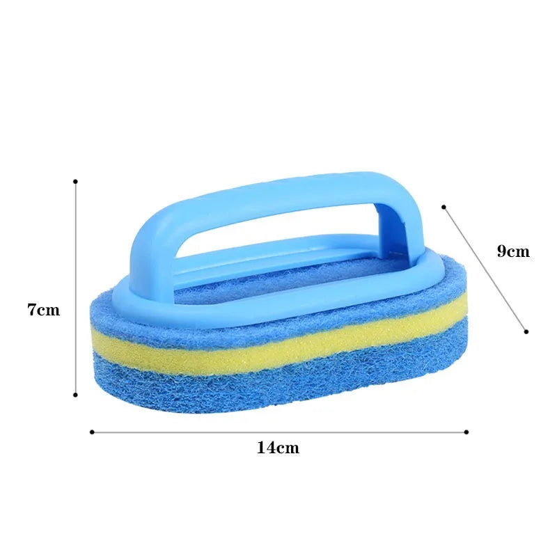 Tile Wall Sponge Cleaning Brush Bathroom Mold-resistant Long Handle Sponge Scrubber Kitchen Stove Pot Pan Dish Washing Brush
