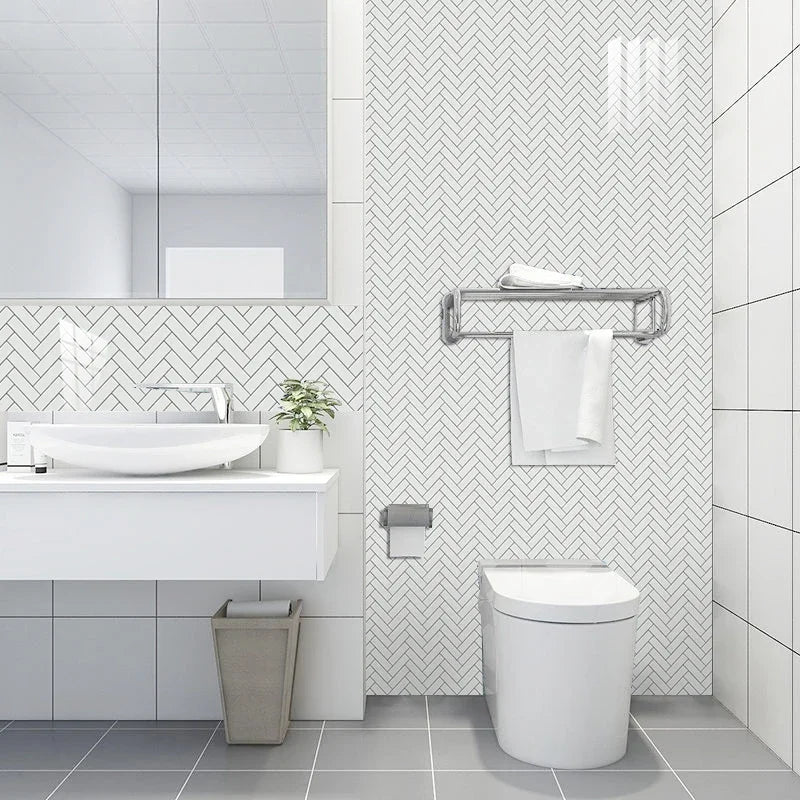 10pcs/set White Gray Brick Tiles Sticker Kitchen Backsplash Oil-proof Cupboard Washbasin Peel &amp; Stick Waterproof Art Wallpaper