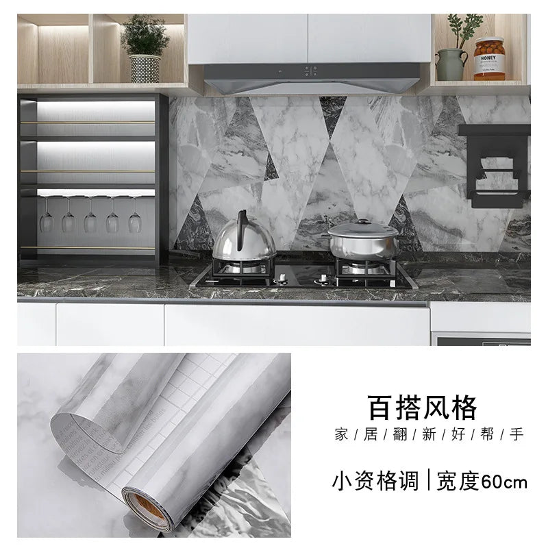 60cm Marble Vinyl Film Self Adhesive Wallpaper Bathroom Kitchen Cupboard Countertops Contact Paper PVC Waterproof Wall Stickers