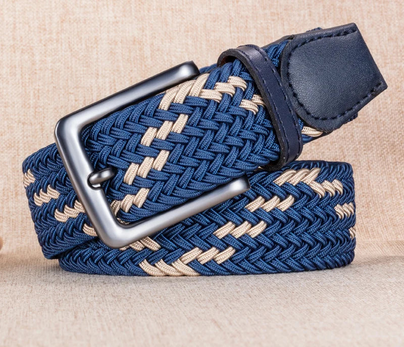 High-end Men's Belt with Color-Coated Canvas and Alloy Buckle