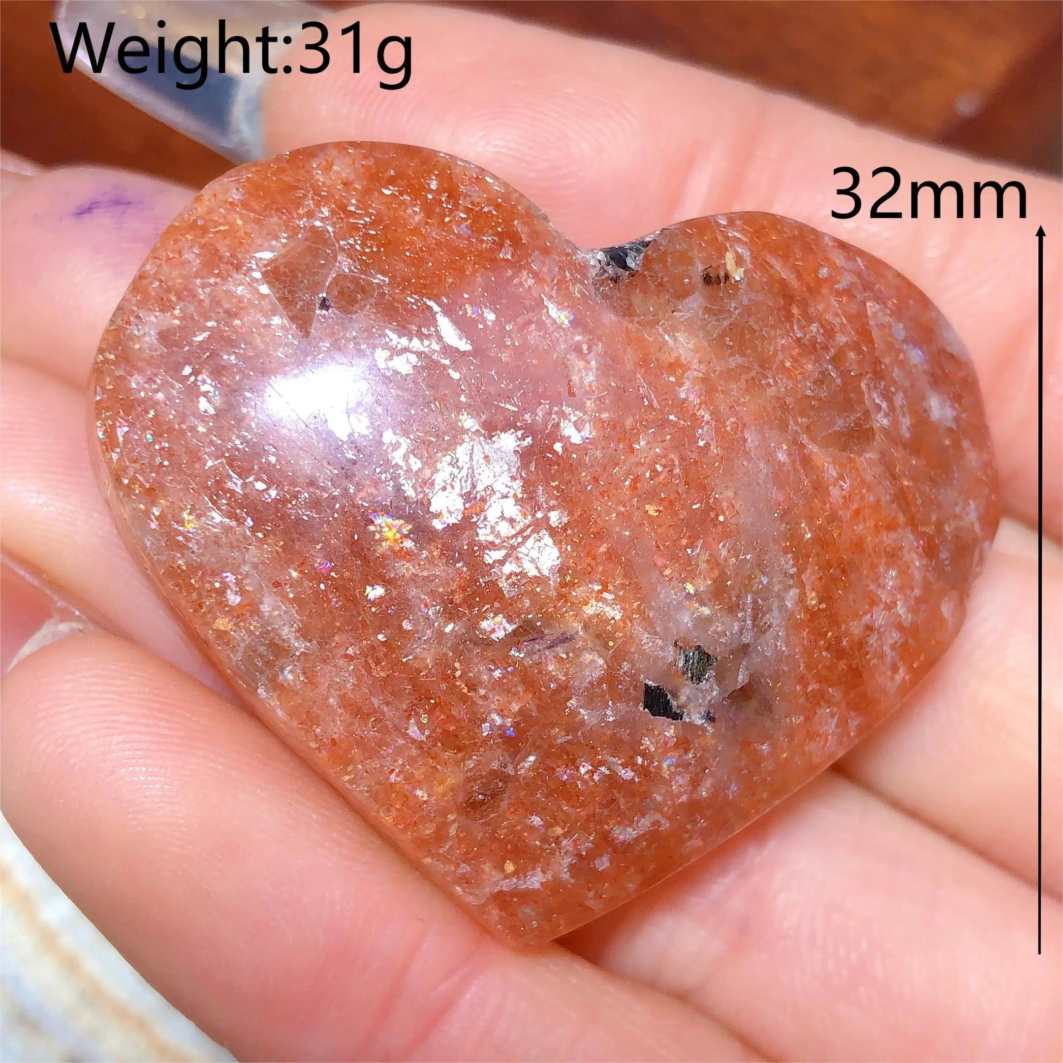 Natural Sunstone Heart Shaped Healing Decoration