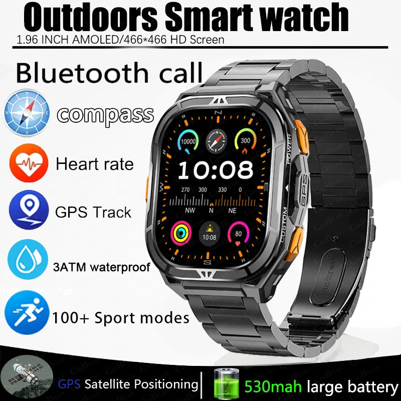 Đồng hồ thông minh GPS nam 2025 1.96 HD thể thao