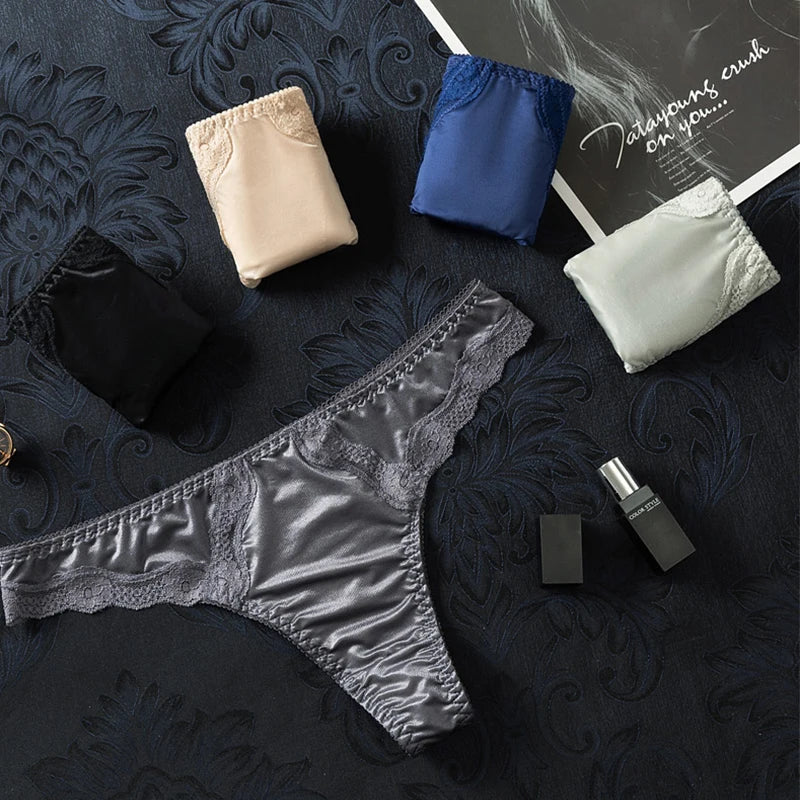 Women's Sexy Ice Silk Low Lace Panties BANNIROU