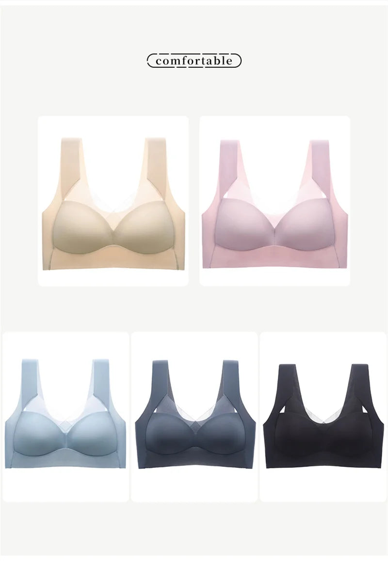 Áo Ngực Nữ Không Đường May Ren Đẩy Nâng Plus Size