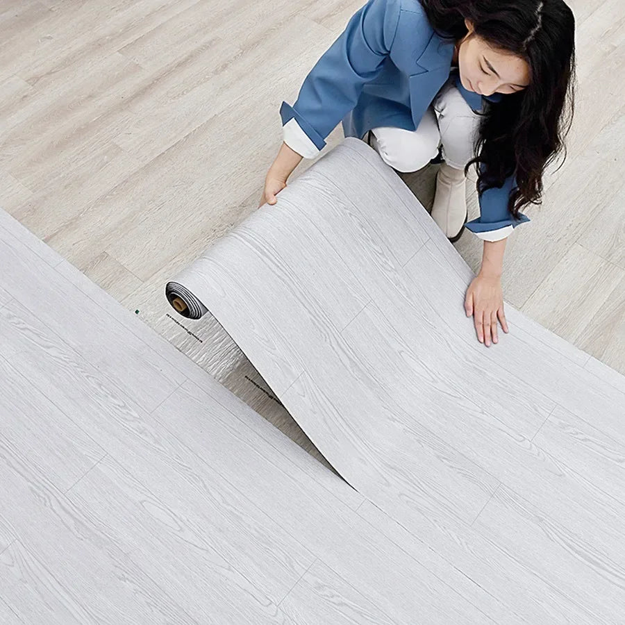 Thickened Wood Grain PVC Self-Adhesive Stickers Waterproof Floor Wall Decals for Indoor Home Decor Easy Peel  Stick